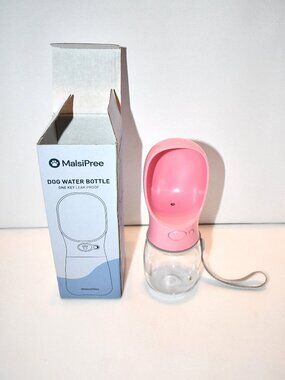 MalsiPree Dog Water Bowl Dispenser - 12 oz, Pink - Portable Travel Dog Water Bot